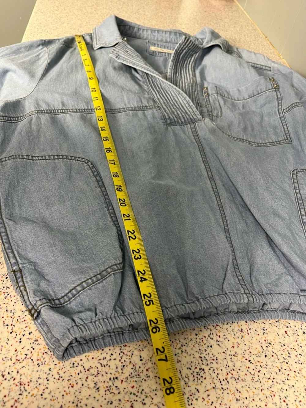 Free People Peyton Denim Pullover Long Sleeve Lightweight Blue Women’s Size L - Picture 7 of 7